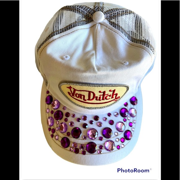 Von Dutch Accessories - Von Dutch embellished handcrafted crystal hat one of a kind rare